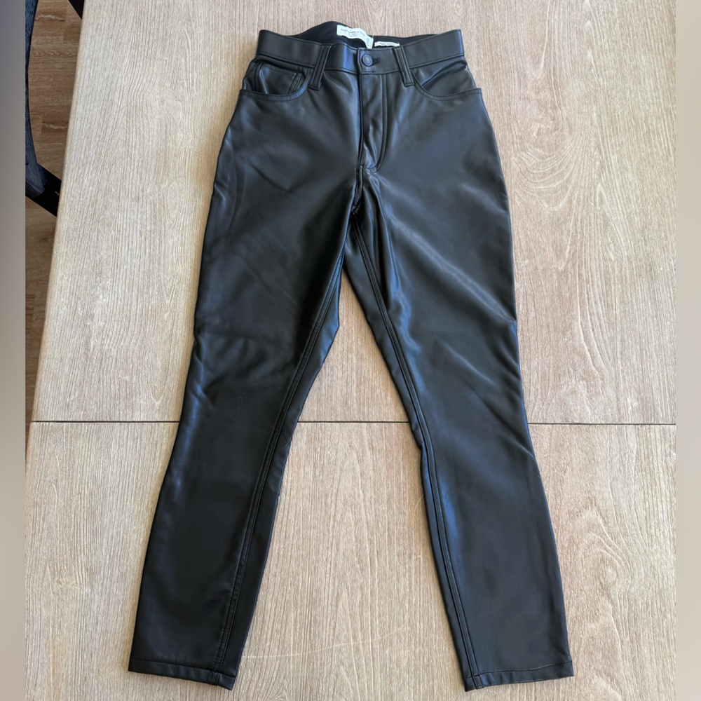 Abercrombie & Fitch Vegan Leather Pants in Black